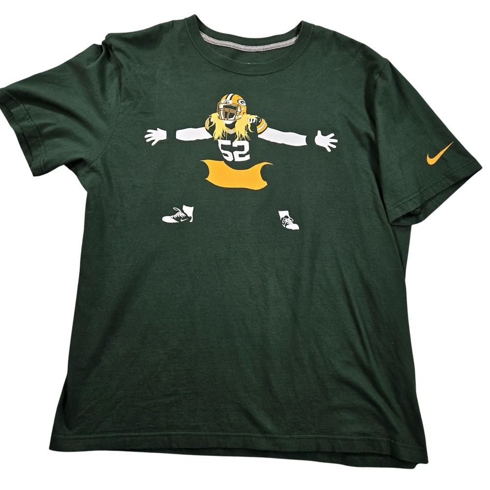 Green Bay Packers Shirt Mens XL Green NFL Football Nike Clay Matthews 52 T-Shirt